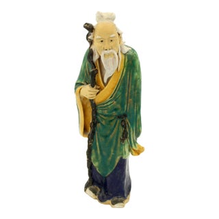 1892-1904 Chinese Elder Figure With Staff For Sale