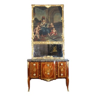 Large Louis XV Trumeau Mirror, 1700s For Sale