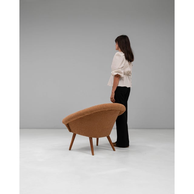 20th Century French Orange Upholstered Armchair with Pillow For Sale - Image 16 of 18