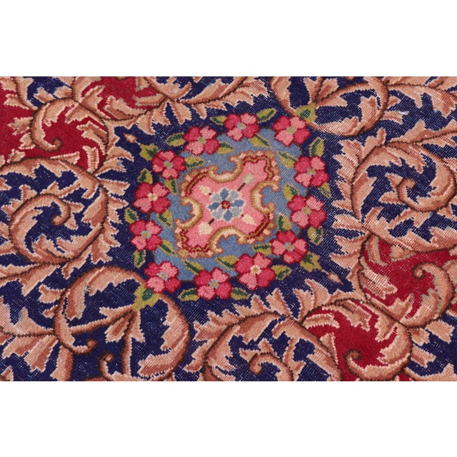 1980s Shabby Chic Persian Kashan Pink/Blue Wool Rug - 9'10'' X 12'5'' For Sale - Image 5 of 10