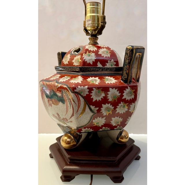 Red Japanese Porcelain Table Lamp by Heyward House For Sale - Image 8 of 14