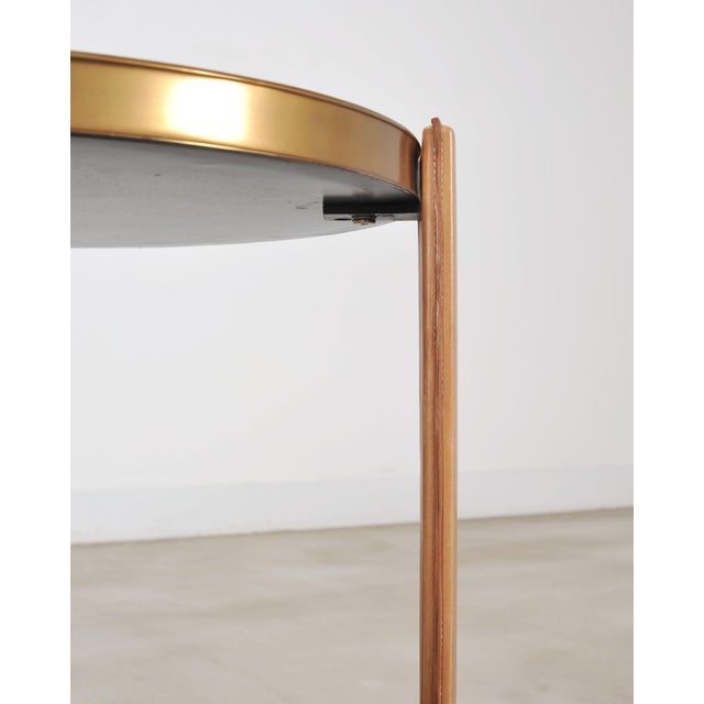 Ralph Lauren Dalton Side Drink Table Brass Leather and Glass For Sale - Image 13 of 18