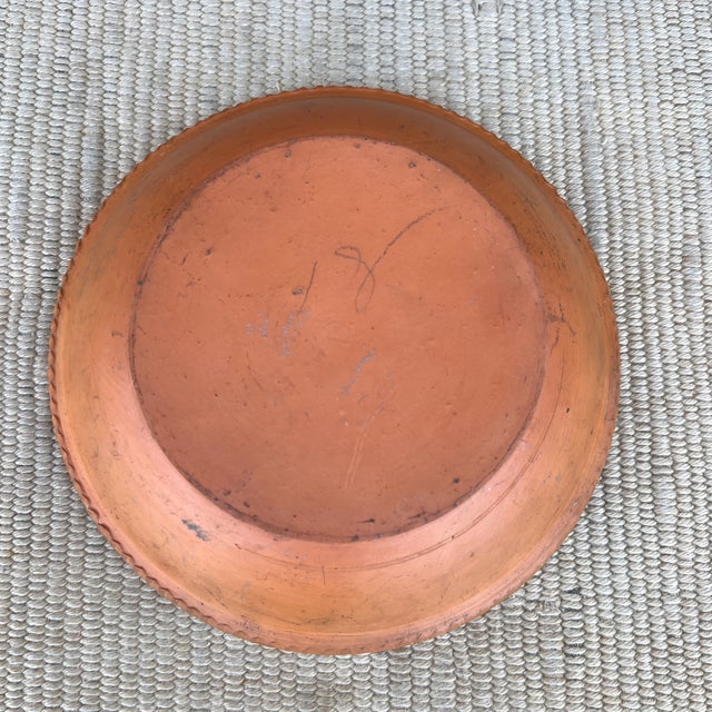 Red A Antique Folk Art Redware Plate, by Stahl's Pottery, Powder Valley, Pa, Circa 1930's For Sale - Image 8 of 11