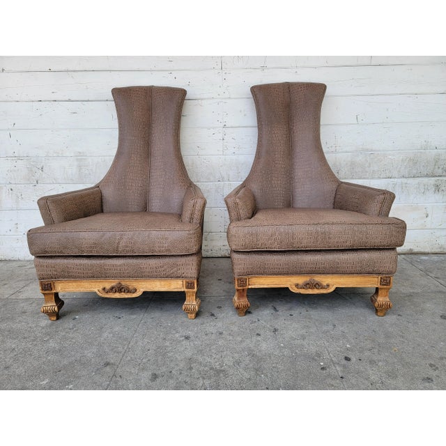 1980s Hollywood Regency High Back Chairs - Set of 2 For Sale - Image 12 of 18