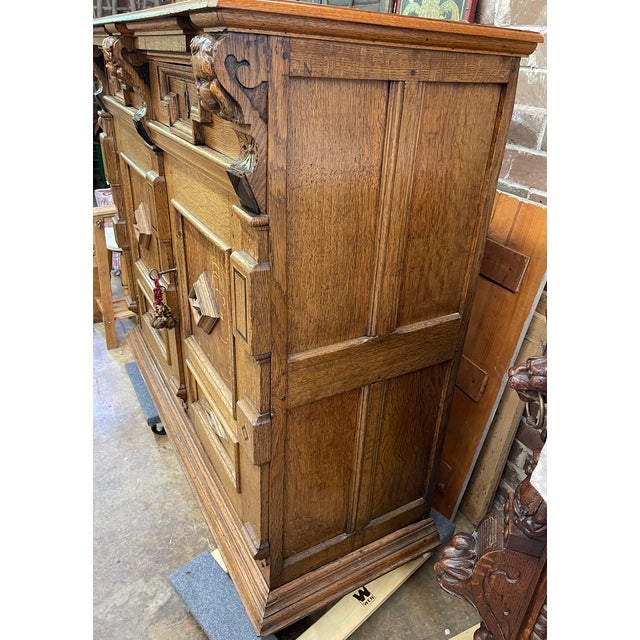 Brown Antique Continental Flemish Renaissance Oak Buffet For Sale - Image 8 of 12