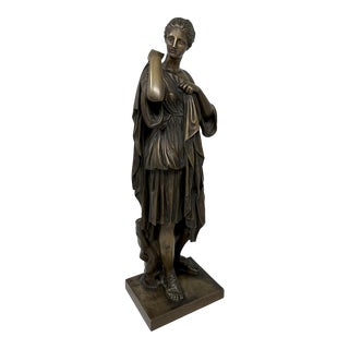 Antique Female French Classical Bronze Diana Robing Praxiteles Audin Marseille For Sale