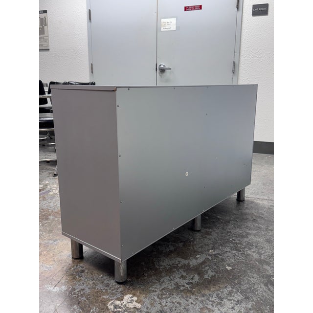 Gray Circa 1990's Industrial Stye Lacquered + Glass Cabinet For Sale - Image 8 of 12