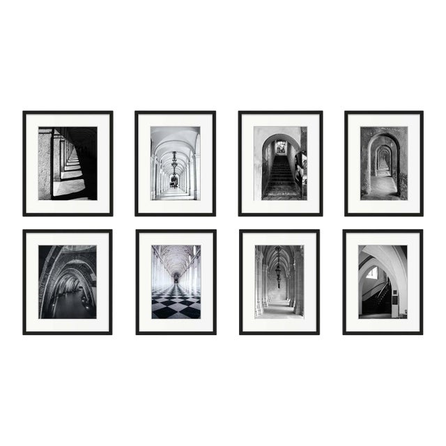 Set of 8 - 'Arches' #1 Unframed Contemporary Black and White Gallery Wall of Photographs Installation For Sale
