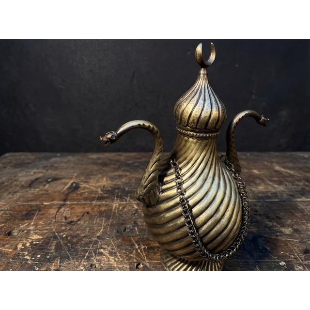 Heavy Gauge Fluted Brass Pitcher For Sale - Image 9 of 16