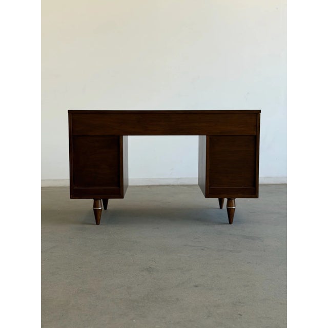 1960s Attributed Broyhill Mid-Century Walnut Executive Desk For Sale - Image 12 of 16