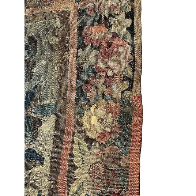 Green 18th Century Franco-Flemish Verdure Tapestry With Bird in Flowering Landscape For Sale - Image 8 of 11
