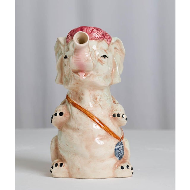 1900 - 1909 Antique French Majolica Elephant Pitcher For Sale - Image 5 of 8
