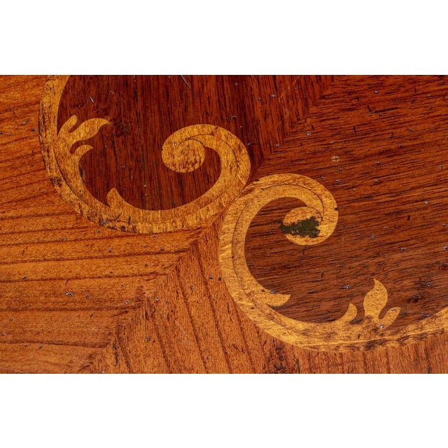 Wood Vintage Spanish Continental Style Inlaid Extension Dining Table For Sale - Image 7 of 18