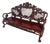 Chinese Carved Hardwood Dragon Settee With Three Dali Dreamstone Marble Panels, Mid-20th Century For Sale