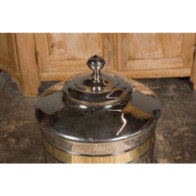 Turn of the Century French Steel and Brass Coffee Bean Dispenser, circa 1900 For Sale - Image 11 of 12