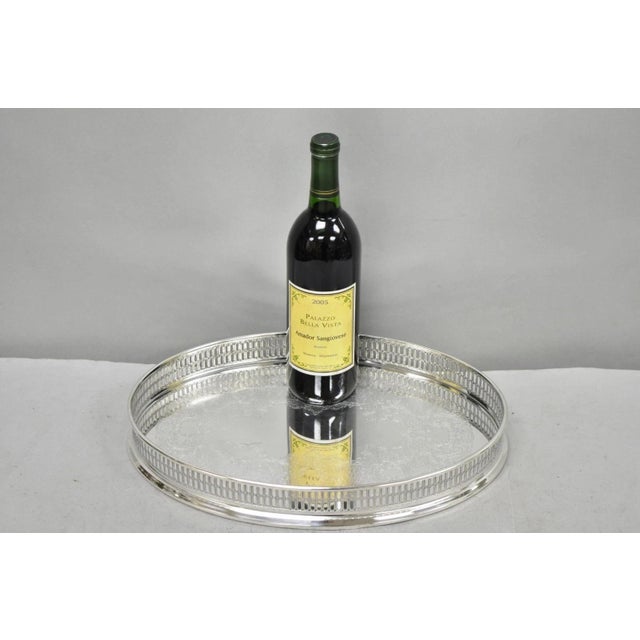 Vintage William Adams Wa Italy Silver Plated Oval Raised Gallery Bar Tray For Sale - Image 4 of 14
