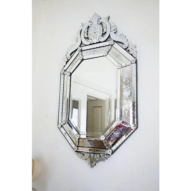 Wood Antique Venetian Octagonal Mirror For Sale - Image 7 of 7