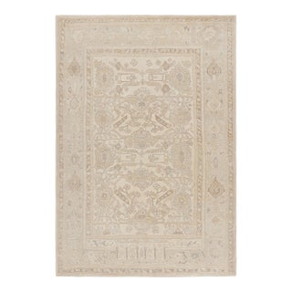 Rug & Kilim’s Oushak Style Rug in Cream, White, Beige Geometric Floral Patterns For Sale