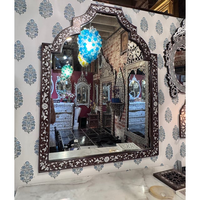 Vintage Mother-of-Pearl Inlay Contemporary Mirror For Sale - Image 4 of 7