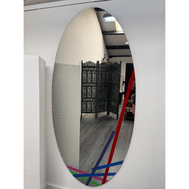 Large Oval Mirror attributed to Piero Dorazio, 1978 For Sale - Image 6 of 8