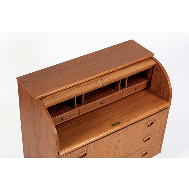 Wood Mid Century Swedish Teak Rolltop Secretary Desk by Egon Ostergaard For Sale - Image 7 of 13