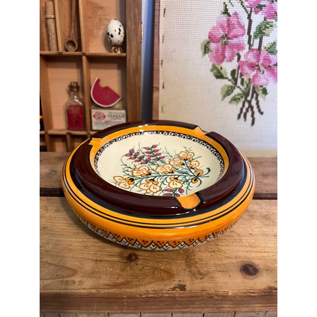 Signed floral Dish with ashtray divers. Confirmed French origin. Vintage Condition as pictured. Listing is for described...