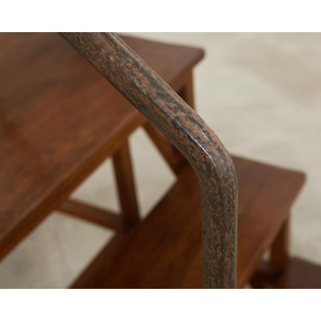 Coffee Rose Tarlow Walnut Dayton Hall Library Step Ladder For Sale - Image 8 of 18