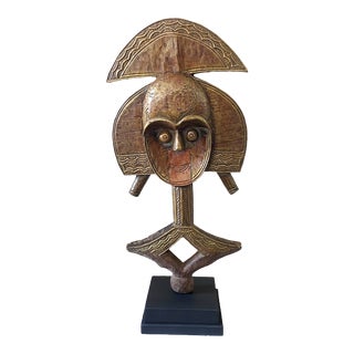 Old African Bakota Gabon Bronze/Brass Sculpture W/Stand. For Sale