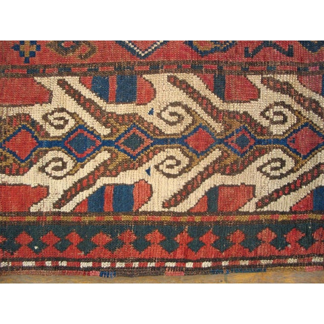 Late 19th Century 1890s Red Geometric Antique Caucasian Kazak Rug 4'10 "X 7' Handknotted Wool Carpet For Sale - Image 5 of 6