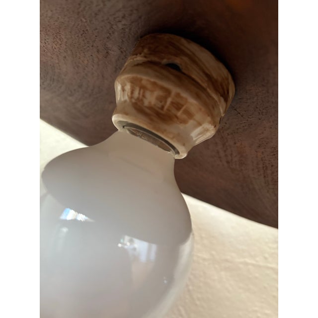 1970s Hobbyist Carved Wood Lamp For Sale - Image 4 of 6