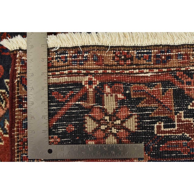 Vintage Heriz Rug 8'3'' X 11'8'' Red Wool Tribal Hand-Knotted Oriental Carpet For Sale - Image 15 of 15