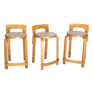 K65 Stools by Alvar Aalto for Artek, 1970s, Set of 3 For Sale