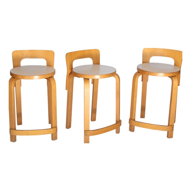 K65 Stools by Alvar Aalto for Artek, 1970s, Set of 3 For Sale