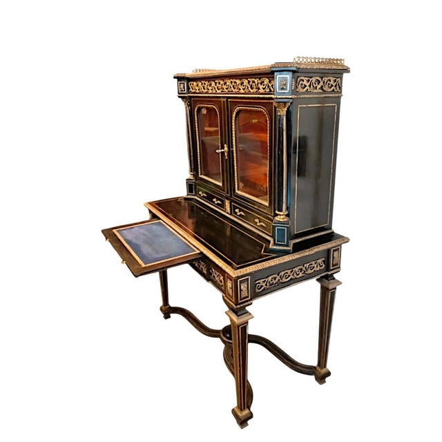 Louis xvi-style writing desk with display case, a splendid bonheur du jour writing desk with display case, crafted from...
