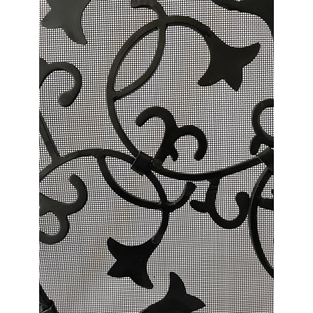 Vintage Botanical Ivy Scroll Design Blackened Steel Fireplace Screen For Sale - Image 9 of 11