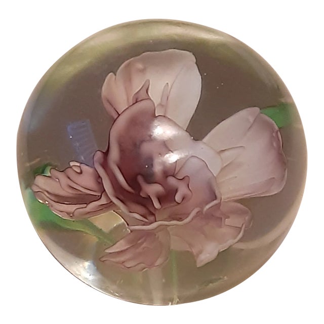 Mid 20th Century Hollywood Regency Murano Flower Infused Paper Weight For Sale