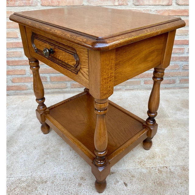 Brown Early 20th Century Spanish Nightstands with One Drawer and Iron Hardware and One Open, A Pair For Sale - Image 8 of 18