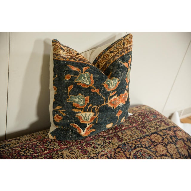 Contemporary Antique Ziegler Mahal Rug Fragment Pillow For Sale - Image 3 of 6