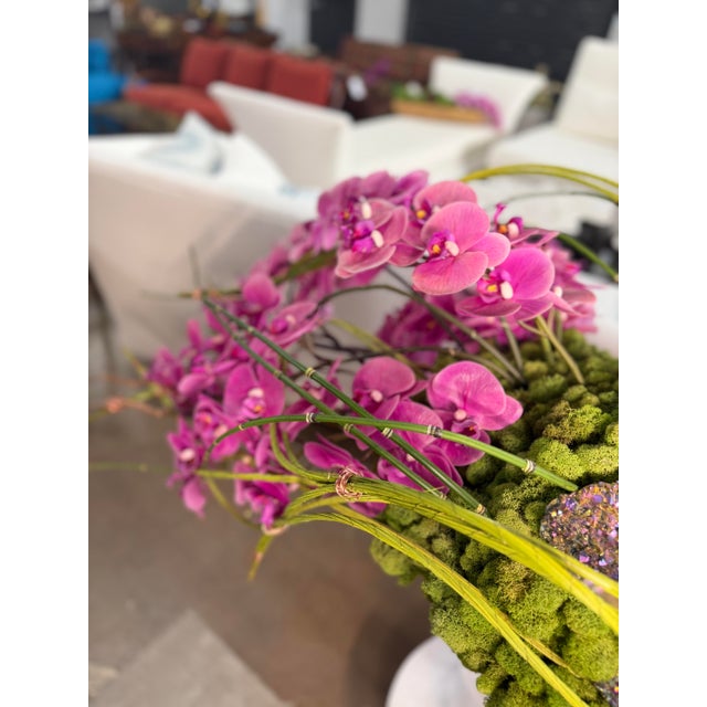 Wood Botanical Mix Floor Orchid For Sale - Image 7 of 7