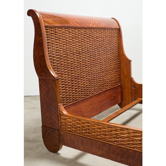 Late 20th Century Ralph Lauren Villa America Mahogany Rattan Gondola Sleigh Bed For Sale - Image 5 of 18