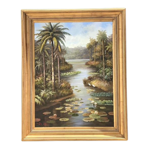 Vintage Monumental Original Everglades Oil Painting on Canvas