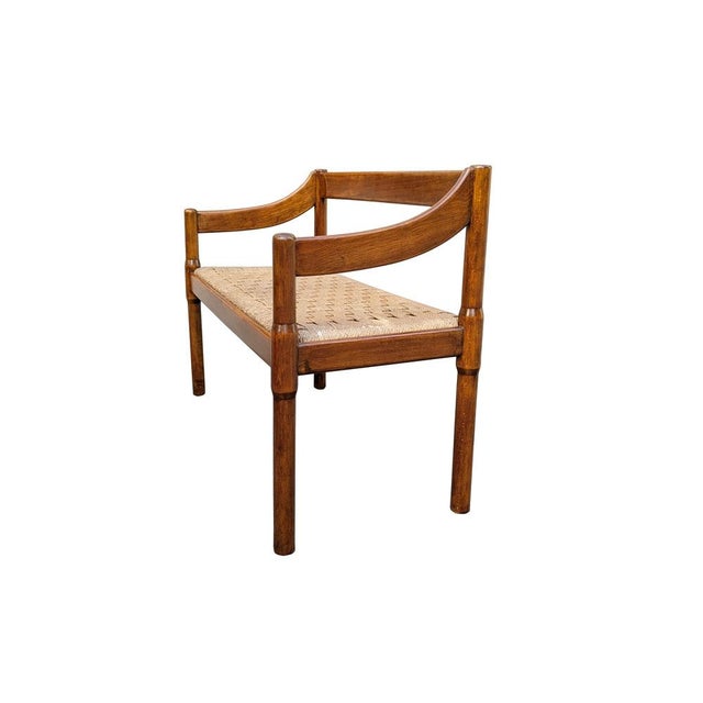 Walnut and Rope Carimate Bench by Magistretti for Cassina, 1963 For Sale - Image 6 of 18