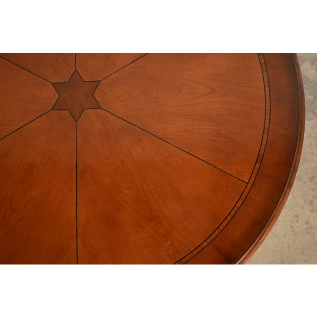 Hekman Georgian Banded Cherry Wood Pedestal Drum Side Table or Tea Table, Circa 1980s For Sale - Image 13 of 15