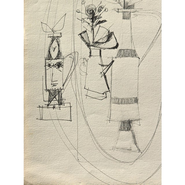 Paper David Adickes Early Modern Black & White Abstract Still Life & Vases Drawing Studies, Mid 20th Century For Sale - Image 7 of 10