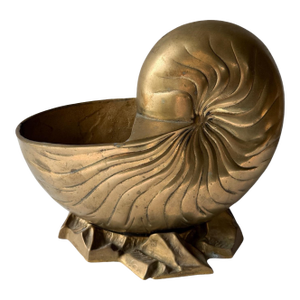Vintage Hollywood Regency Brass Nautilus Shell Planter