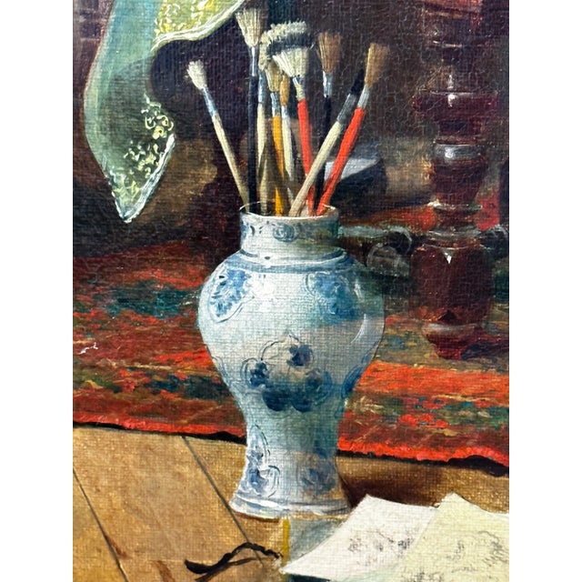 19th Century Italian Genre Mutual Admiration Oil Painting by Pompeo Massani For Sale - Image 6 of 12