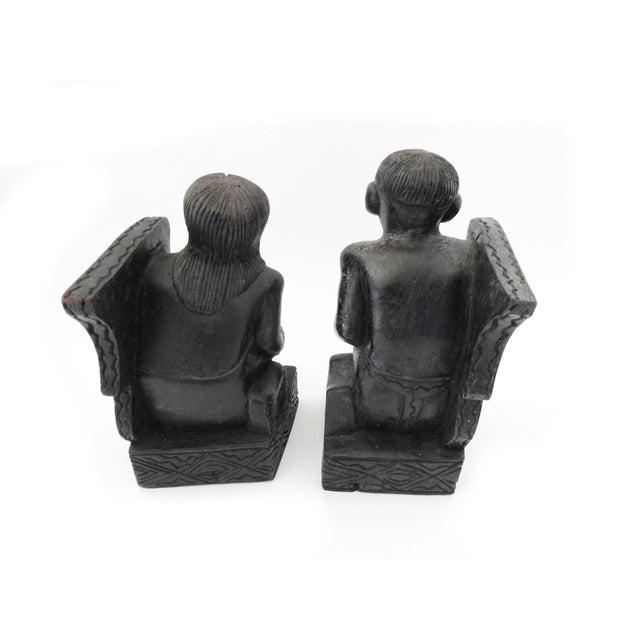 Antique Paiwan Aboriginal Man and Woman Hand-Carved Bookends - a Pair For Sale - Image 4 of 11