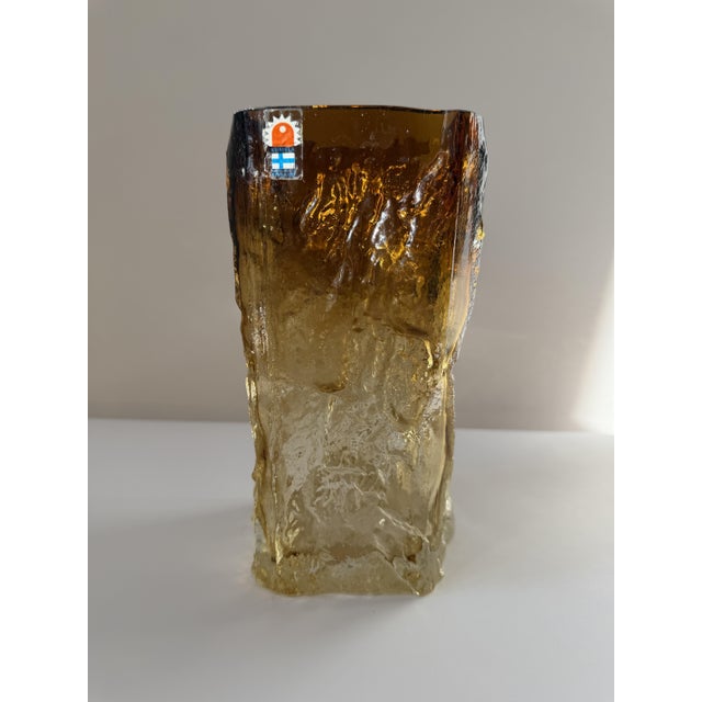 Amber Kallio Brutalist Art Glass Vase by Kaj Blomqvist for Kumela, Finland, 1970s For Sale - Image 7 of 17