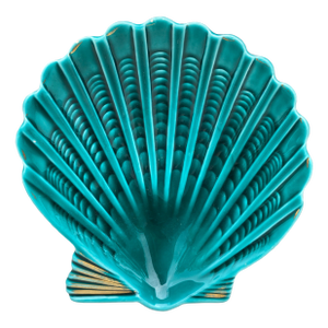 French Green Majolica Shell Dish Vallauris, Circa 1950