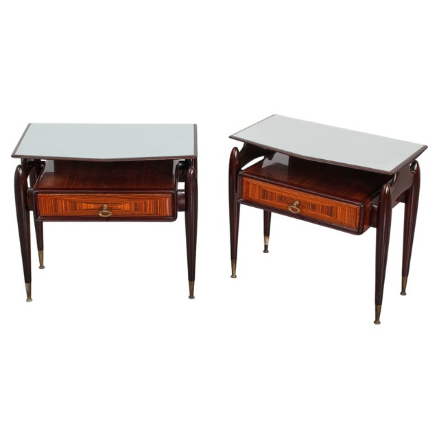 Mid-Century Modern Dassi Wood and Glass Nightstands, 1950s, Set of 2 For Sale - Image 18 of 18
